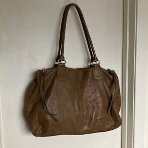 Mila Paoli Brown Leather Handbag Silver Hardware